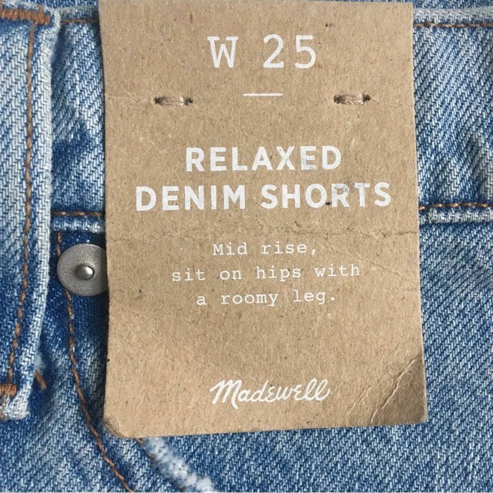 Madewell Relaxed Side-Slit Edition Raw Hem Denim Jean Shorts Madera Wash Size 25